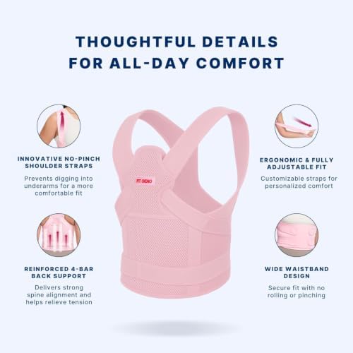 Fit Geno Posture Corrector for Women & Men, Back Shoulder Support Brace