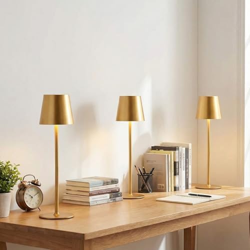 Retisee 6 Pack Cordless Table Lamp Portable Rechargeable Lamp, Gold