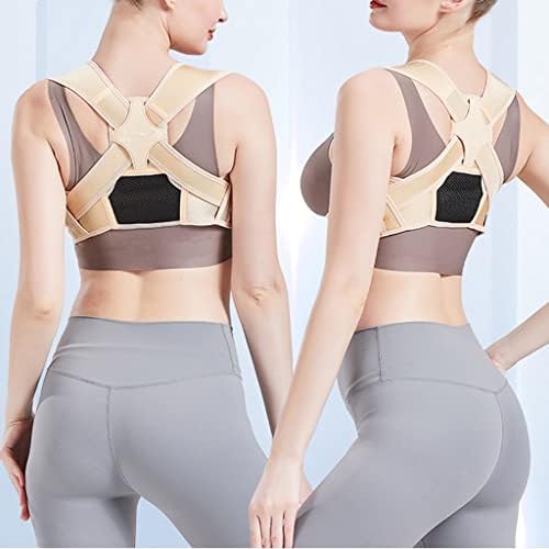 Posture Corrector Adjustable Back Support Belt Spine Back Shoulder Brace Support Belts Adult Invisible Hunchback Belts(Beige,L/XL) (D,L/XL)