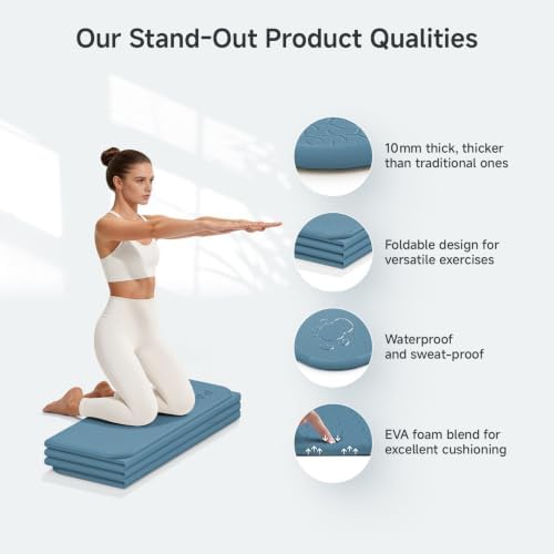 PAIDU Foldable Yoga Mat 10mm Thick, 75"x26" Non-Slip Fitness Exercise Mat