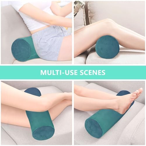 Bolster Pillow Cotton Memory Foam Neck Roll Pillow Round Pillow for Chair Small Round Cushion Cervical Support Blue Gradient