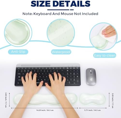 Gel Wrist Rest for Keyboard and Mouse, Wrist Rest for Keyboard, Mouse Wrist Support, Pain Relief, Cool Touch, Non-Skid, Wrist pad Set