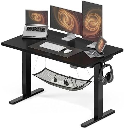 Acrolix 48x24 Electric Standing Desk with Cable Net, Black