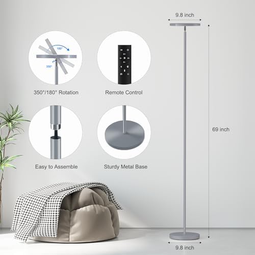 SUNMORY Floor Lamps for Living Room，LED Standing Lamp with Remote Control