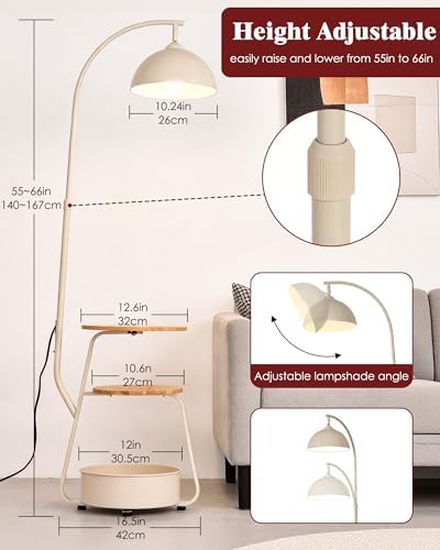Smart Floor Lamp with Side Table, Dimmable, for Living Room