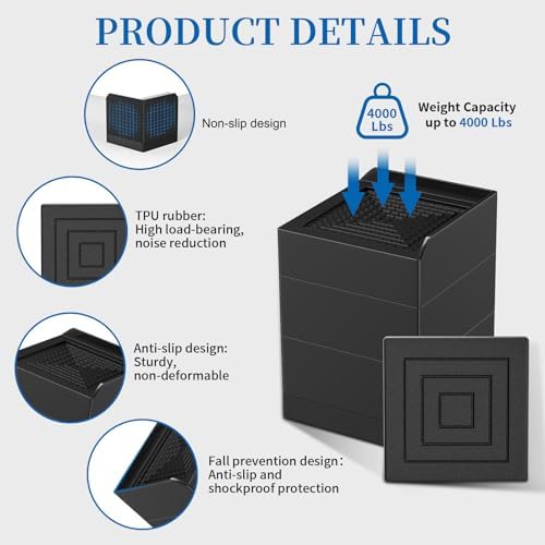Ezprotekt Adjustable Bed Furniture Risers 1.5" 3" &4.3" Heavy Duty 4000 lbs