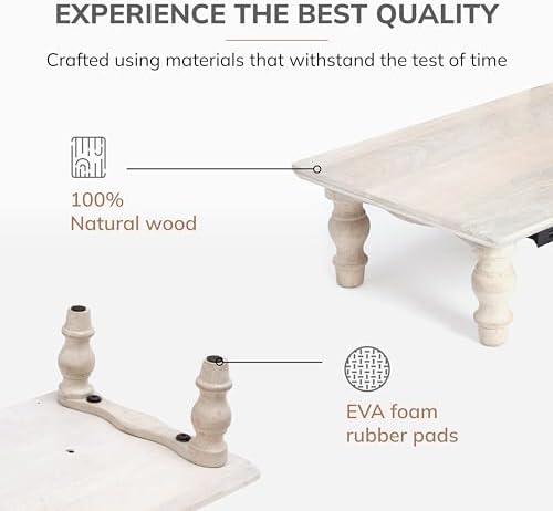Anji Mountain Monitor Stand for Desk - Desktop Organizer & Laptop Riser, Ergonomic Monitor Riser, Space-Saving, Durable, Easy Assembly & Ideal for Home & Office,White Wash, 24-Inch, Power Edition
