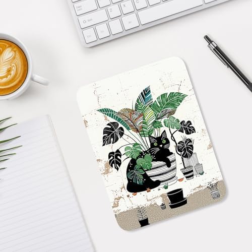 Small Mouse Pad, Mini Mouse Pad 6 x 8 Inch, Thick Rubber Waterproof Mouse Mat, Cute Mousepad for Women Men Wireless Mouse Laptops Home Office, Cat and Plants