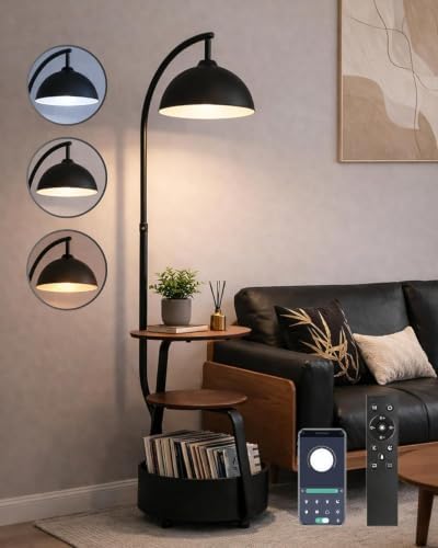 Smart Floor Lamp with Side Table, Dimmable, for Living Room
