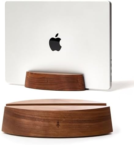 Nordik Vertical Laptop Stand - Adjustable Solid Walnut Laptop Dock