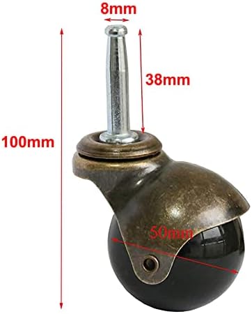 Ball Caster Wheels, Vintage Furniture Replacement Castors for Chair, Leaf Table, Tea Trolley - 30kg Load Capacity Each for Ottomans, Wheelchair, Coffee Table - Swivel Casters (4 Pcs)