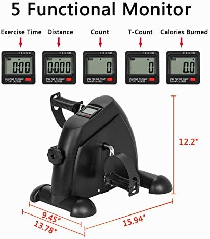 Mini Exercise Bike, Under Desk Bike Pedal Exerciser Foot Cycle Arm & Leg Pedal Exerciser with LCD Screen Displays,Arm Exercisers Bike Resistance Trainers,Home Use Feet Trainer Mini Exercise Bike,Black