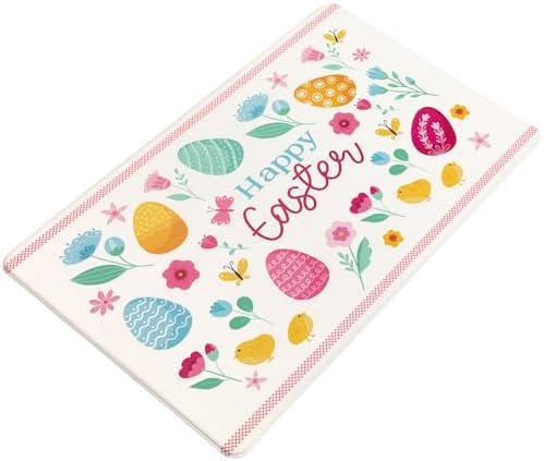 Northlight 29" Pastel Eggs and Chicks Happy Easter Kitchen Comfort Mat