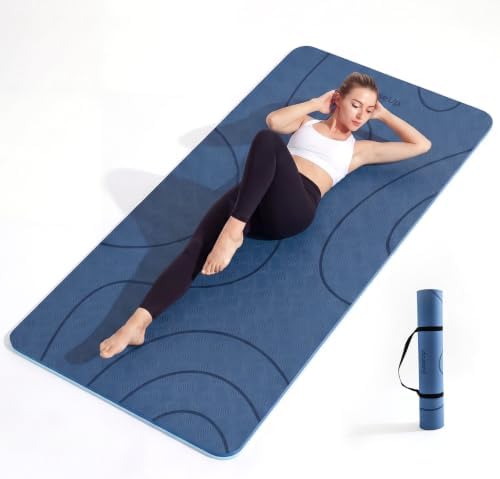 EaseUp Large Yoga Mat 73x35.5x0.4",10mm Thick Non-Slip for Home Workout