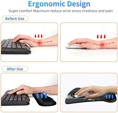 3Pcs Ergonomic Memory Foam Keyboard Wrist Rest Pad Set, Cool Skull
