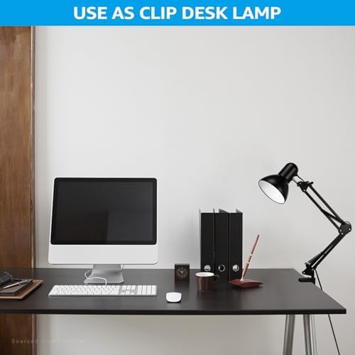 TORCHSTAR Metal Desk Lamp, Adjustable Swing Arm, E26, Black