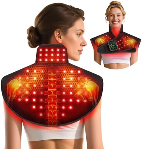 Red Light Therapy for Neck & Shoulders Upper-Back with Vibration, Portable