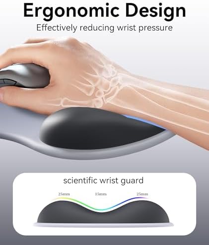 eulps Mouse Pad with Gel Wrist Rest, Ergonomic Comfortable Computer Wrist Support for Laptop, Pain Relief Mousepad with Non-Slip PU Base for Office & Home (Dark Blue)