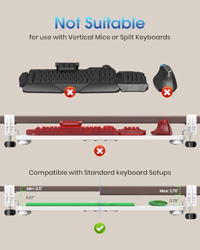 Small Keyboard Tray Under Desk, Pull Out Keyboard & Mouse Tray for Typing