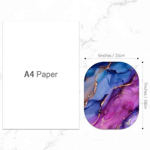 Small Mouse Pad, 6 x 7 Inch, Oval Mini Mouse Pad with Non-Slip Rubber Base for Laptop Wireless Mouse Keyboard Tray Mousepad, Marble Patterns