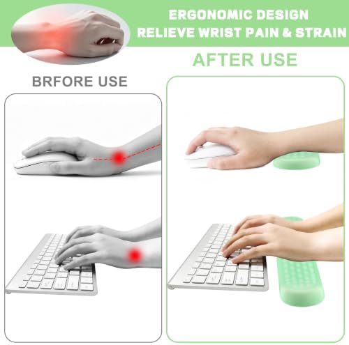 Ergonomic Keyboard Wrist Rest & Mouse Pad with Wrist Rest Set, Green