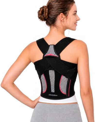 Posture Corrector for Women, Adjustable Upper Back Brace with Wide Shoulder Straps and Underarm Comfort Straps, Breathable Posture Support for Daily Wear