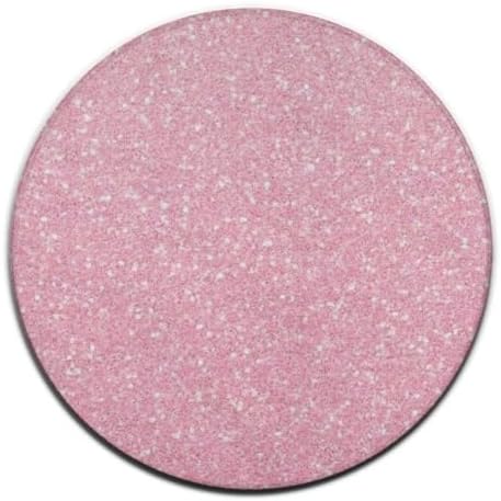 Machine Washable Modern Round Area Rug, Room Sofa Yoga Soft Round Carpet, Home Decor Non Slip Kitchen Office Circle Rug Pink Glitter Texture