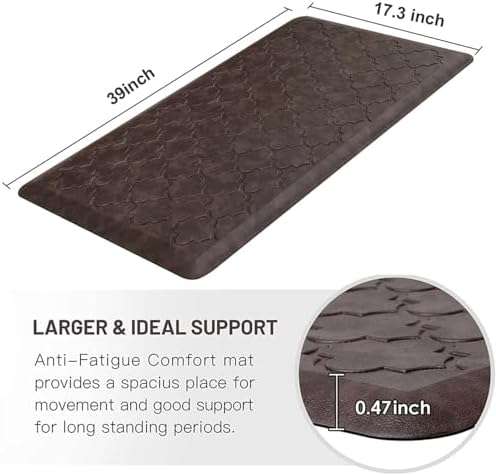 WISELIFE Kitchen Mat Cushioned Anti Fatigue Floor Mat, 17.3"x39", Brown