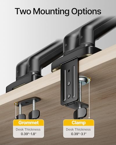 monTEK Dual Arm 2-in-1 Desk Mount, Laptop & Monitor, Fits 12–18" Laptops