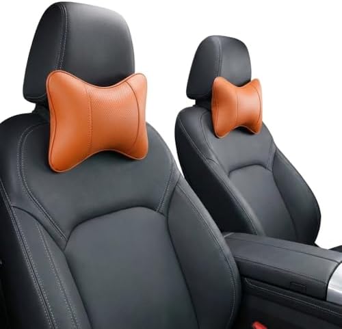 Car Pillow for Driving Seat Soft Leather Headrest Neck Support 2PCS