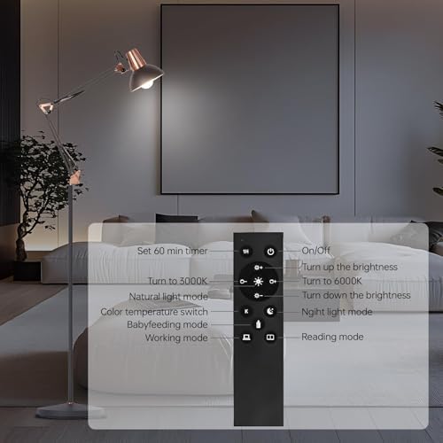 FIRVRE Floor Lamp for Living Room, Modern Standing Lamps with Dimmable LED Bulb and Remote Control, 3 Modes of Use—Floor Lamp, Table Lamp, and Clip-On Lamp, Lamps for Bedroom, Office Corner