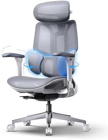 Hbada E3 Air Ergonomic Office Chair, 3-Zone Lumbar Support, Comfy Home Office Chair with Auto Recline, 4D Headrest & Armrests, 140° Tilt for Work & Relax, Mist Gray