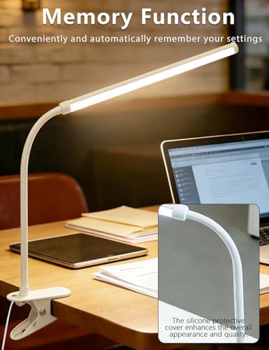 2 Pack LED Clip On Reading Light,Desk Lamp with Clamp,Curved Monitor Light Bar,Bedside Table Lamp for Home Office Bedroom Dorm Study Workbench Task Lighting,Eye Caring Computer Screen Lamp