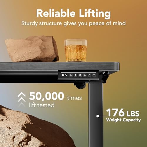 HUANUO 55x28 Inch Electric Standing Desk, Height Adjustable, Grey
