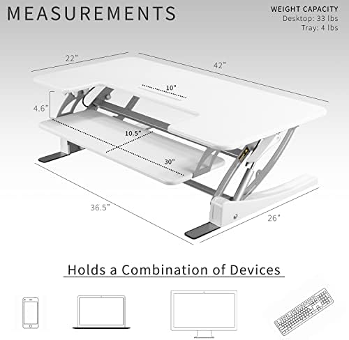 VIVO White 42 in Standing Desk Converter, DESK-V000VLW