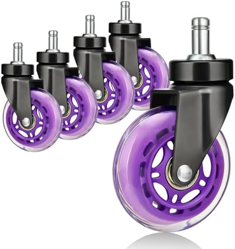 Hirate 5 Pack 3" Office Chair Caster Swivel Wheels for Standard 11mm Chairs
