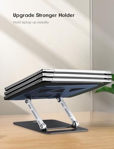 Aoviho Adjustable Laptop Stand for Desk,Portable Laptop Stand Holder and Riser,Foldable Aluminum Notebook Computer Stands for MacBook Air Pro HP Lenovo Dell Samsung, 10-15.6 inch (Navy-Silver-Black)