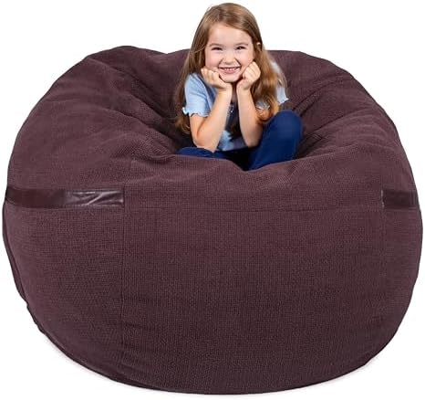 Big Joe Fuf 5Ft Oversized Foam Bean Bag Chair with Removable Cover for Kids, Teens, Adults, Merlot Cloudweave, 5 Foot Large Reading and Gaming Seat