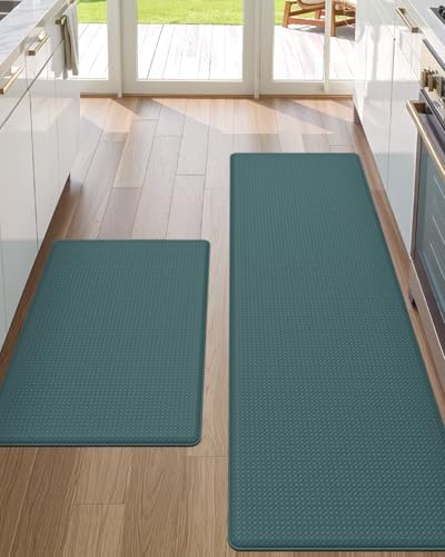 DEXI Kitchen Floor Mats Cushioned Anti Fatigue Runner, 17x29+17x59 Green