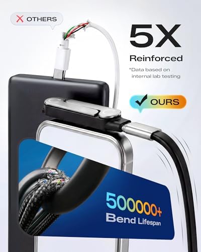 LOOHOI 240W Fast Charging USB-C to USB-C Cable with Built-in Phone Stand