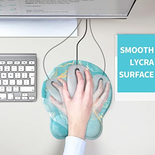 eulps Mouse Pad with Wrist Rest, Comfortable Computer Mousepad with Gel Wrist Support Smooth Surface and Non-Slip PU Base for Pain Relief, Laptop, Office & Home (Blue Marble)