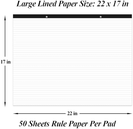 Yaridar Large Lined Paper Pad - 22" x 17" Ruled Notepad, 50 Sheets/100 Pages Legal Pads, 100 gsm White Paper Notepad Desk Pad for School, Home, Office, Business