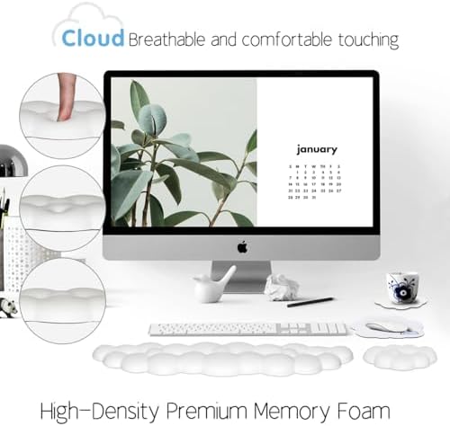 4 in 1 Ergonomic Leather Cloud Wrist Rest Keyboard and Mouse Pad & Coaster