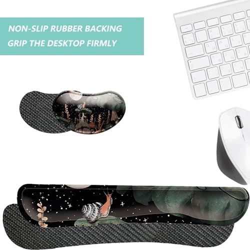 Keyboard Wrist Rest Mouse Wrist Support Set, Memory Foam Wrist Rest Pad for Computer Laptop Keyboard Mouse, Ergonomic Wrist Cushion Support for Typing Pain Relief, Gaming Home Office, Snail
