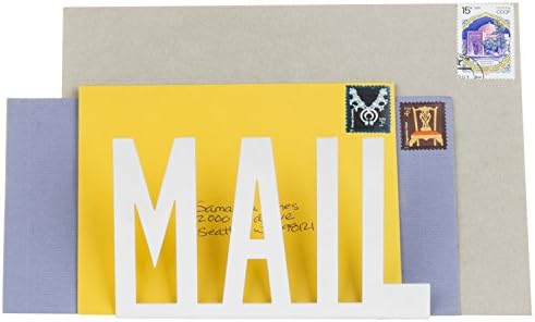 MyGift White Metal Mail Holder, Desktop Organizer with MAIL Design