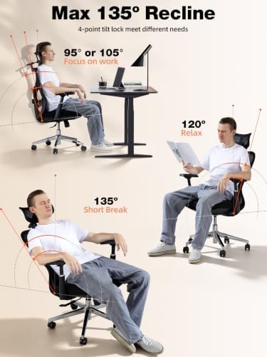 LAIAN Ergonomic Office Chair Big and Tall with Comfy Seat & Lumbar Support