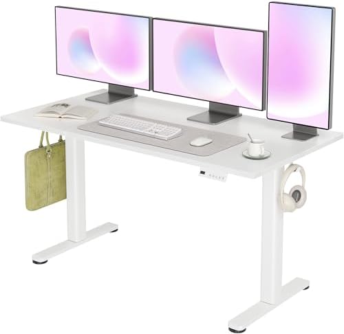 INNOVAR Electric Height Adjustable Standing Desk, 55x24 Inch, White