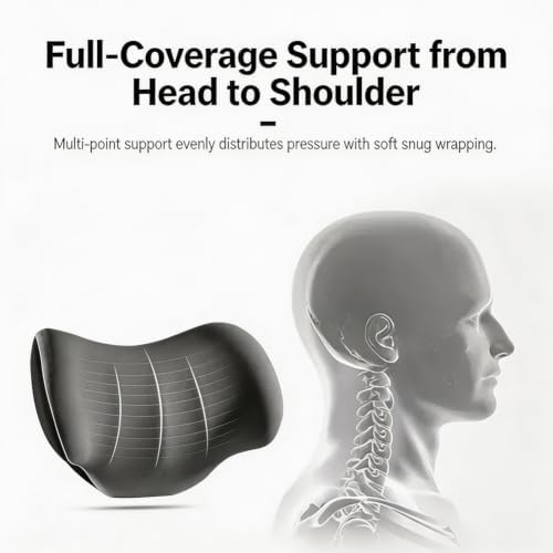 Car Lumbar Back Support Pillow, Heat Vibration Massage Neck Headrest Pillow