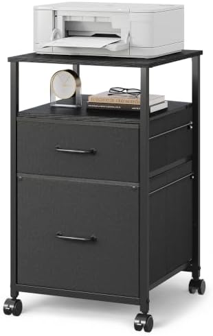 DEVAISE 2 Drawer Mobile File Cabinet, Fabric Vertical Filing Cabinet