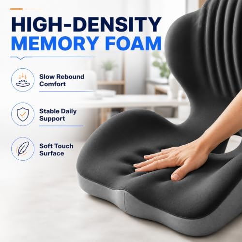 Ergonomic Memory Foam Seat Cushion with Back Support, Office Chair Cushion